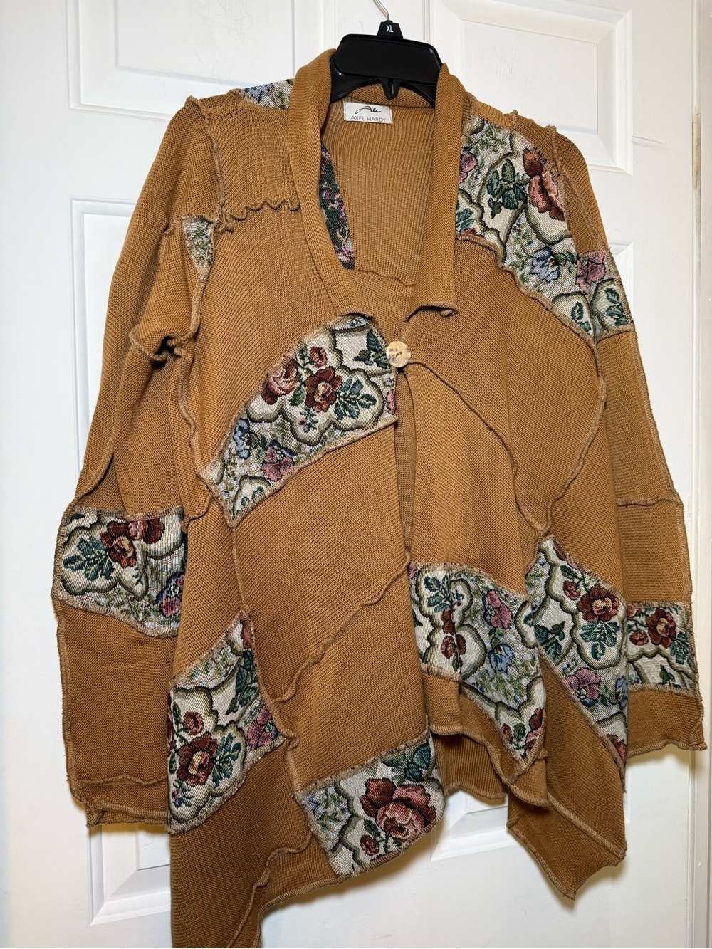 Axel Hardy Floral Tapestry & Knit Swing Jacket Medium? Art To Wear Europe Chic